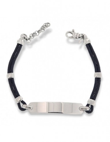 Bracciale Argento Rodiato Piastra Centrale Blu [de00ec76]