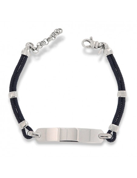 Bracciale Argento Rodiato Piastra Centrale Blu [de00ec76]