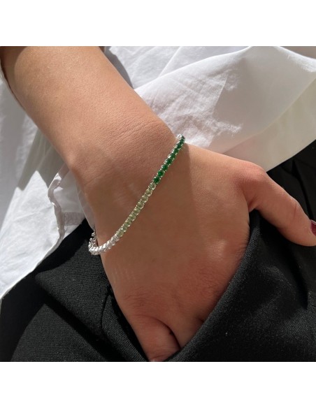 Bracciale Argento Tennis Zirconi Verdi 3MM 18CM [e5b8036e]