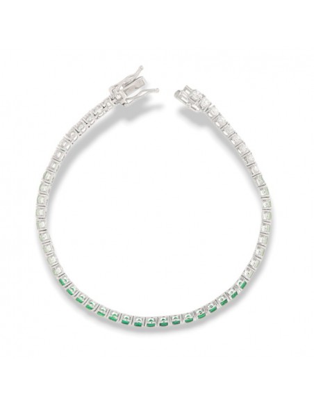 Bracciale Argento Tennis Zirconi Verdi 3MM 18CM [57f58574]