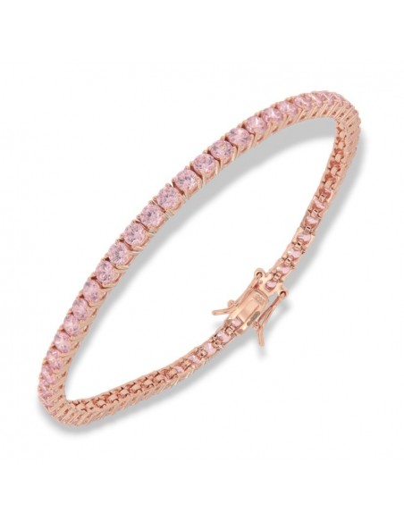 Bracciale Argento Rosato Tennis Zirconi Rosa 3MM [2068877c]