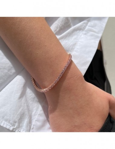Bracciale Argento Rosato Tennis Zirconi Rosa 3MM [6214db6f]