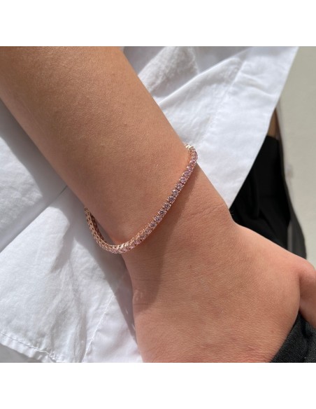 Bracciale Argento Rosato Tennis Zirconi Rosa 3MM [6214db6f]
