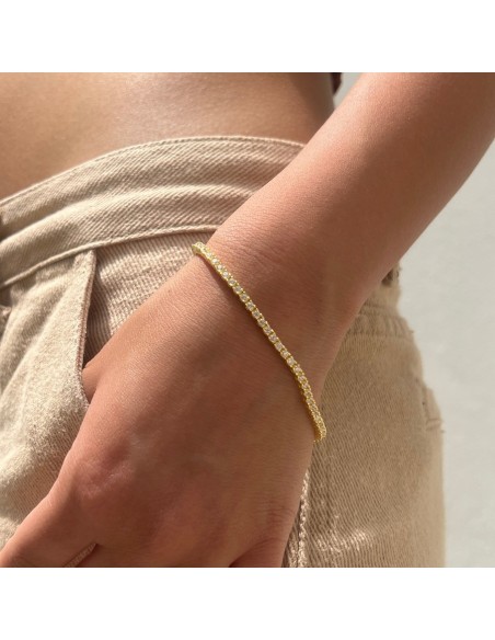 Bracciale Argento Dorato Tennis Zirconi Bianchi 2M [c93cd4b4]