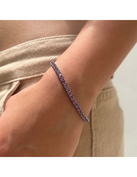 Bracciale Argento Tennis Zirconi Lilla 3MM [5c7bdfb1]