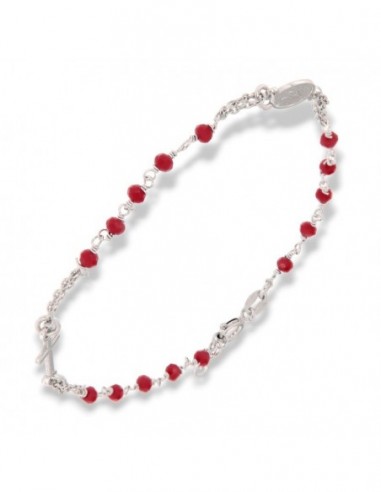 Bracciale Argento Rodiato Rosario Sfere Rosso [4bb45faa]
