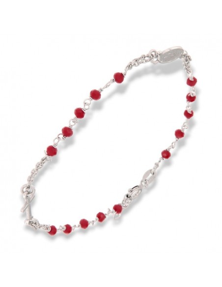 Bracciale Argento Rodiato Rosario Sfere Rosso [4bb45faa]