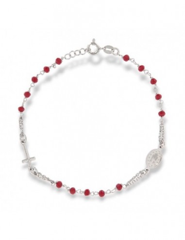 Bracciale Argento Rodiato Rosario Sfere Rosso [e06fe8a8]