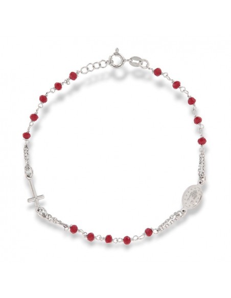 Bracciale Argento Rodiato Rosario Sfere Rosso [e06fe8a8]