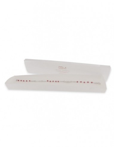 Bracciale Argento Rodiato Rosario Sfere Rosso [577229ac]