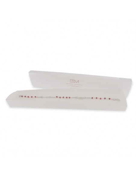 Bracciale Argento Rodiato Rosario Sfere Rosso [577229ac]