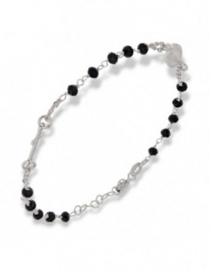 Bracciale Argento Rodiato Rosario Sfere Nere [4114d196]