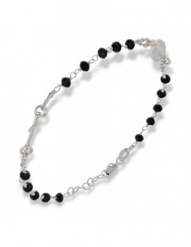 Bracciale Argento Rodiato Rosario Sfere Nere [4114d196]