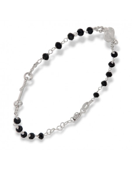 Bracciale Argento Rodiato Rosario Sfere Nere [4114d196]