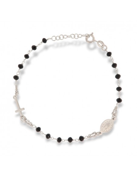 Bracciale Argento Rodiato Rosario Sfere Nere [cae0fea2]