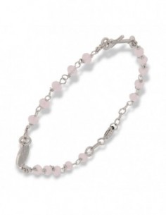 Bracciale Argento Rodiato Rosario Sfere Rosa [f6091092]