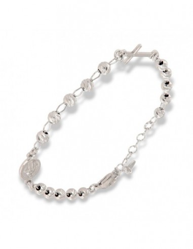Bracciale Argento Rodiato Rosario Sfere Sfaccet. [49fd1b6c]