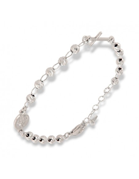 Bracciale Argento Rodiato Rosario Sfere Sfaccet. [49fd1b6c]