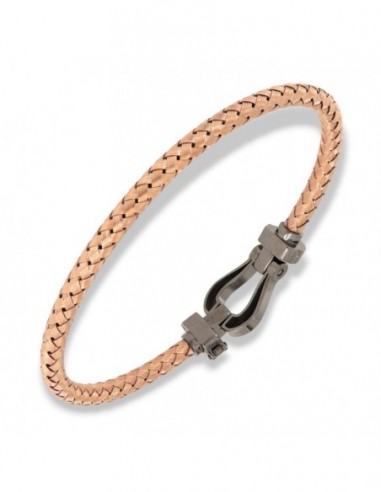 Bracciale Argento Rosato Hook Chiusura Nera [9acccb9c]