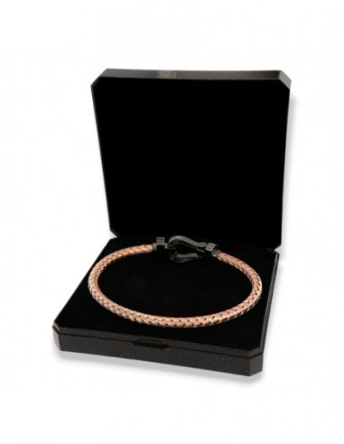 Bracciale Argento Rosato Hook Chiusura Nera [862dc537]
