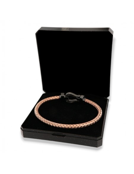 Bracciale Argento Rosato Hook Chiusura Nera [862dc537]