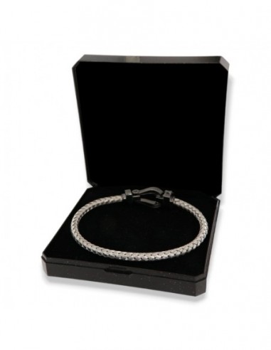 Bracciale Argento Rodiato Hook Chiusura Nera [0fd8ac35]