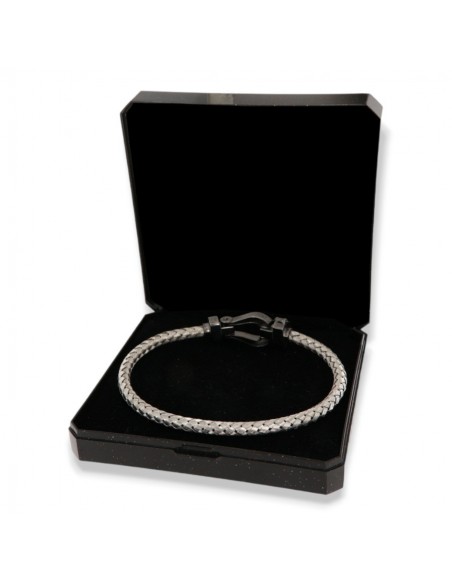 Bracciale Argento Rodiato Hook Chiusura Nera [0fd8ac35]