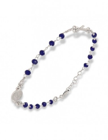 Bracciale Argento Rodiato Rosario Sfere Blu [f1a70e8b]