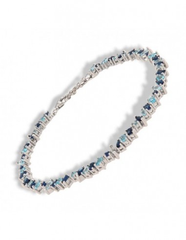 Bracciale Argento Tennis Mixed Shapes Celeste/Blu [46bacf8f]