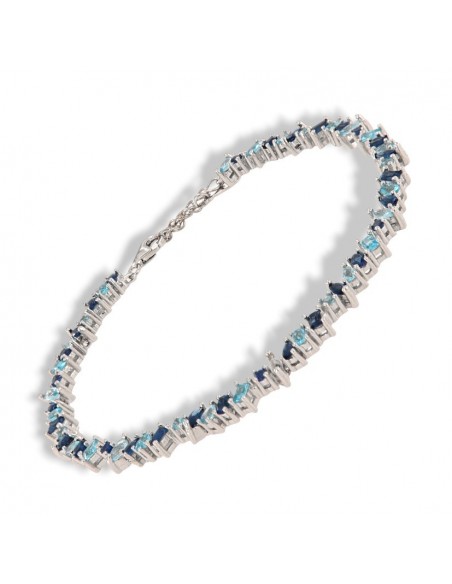 Bracciale Argento Tennis Mixed Shapes Celeste/Blu [46bacf8f]