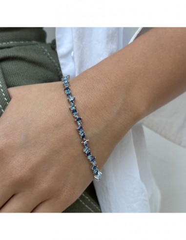 Bracciale Argento Tennis Mixed Shapes Celeste/Blu [9fcfe02e]