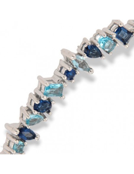 Bracciale Argento Tennis Mixed Shapes Celeste/Blu [28d2212a]