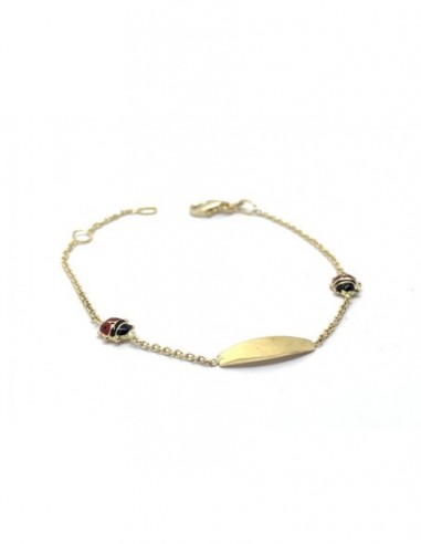 BRACCIALE ORO GIALLO PIASTRA COCCINELLE SMALTATE [e5979e00]