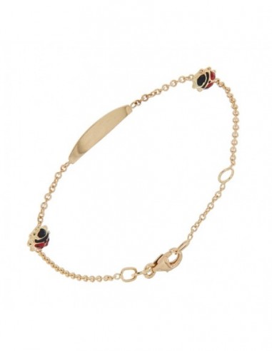 BRACCIALE ORO GIALLO PIASTRA COCCINELLE SMALTATE [46ba5d4d]