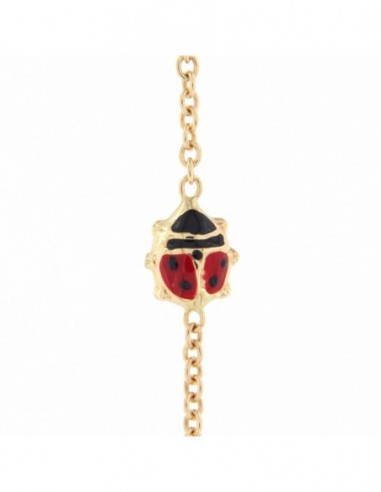 BRACCIALE ORO GIALLO PIASTRA COCCINELLE SMALTATE [9f9c1e40]