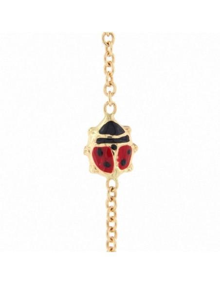 BRACCIALE ORO GIALLO PIASTRA COCCINELLE SMALTATE [9f9c1e40]