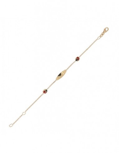 BRACCIALE ORO GIALLO PIASTRA COCCINELLE SMALTATE [2881df44]