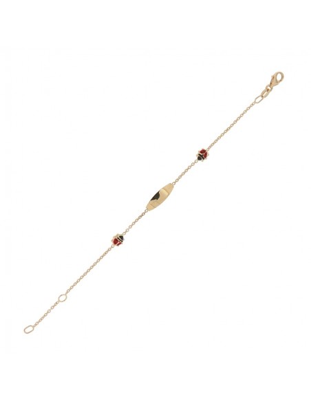 BRACCIALE ORO GIALLO PIASTRA COCCINELLE SMALTATE [2881df44]