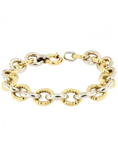 BRACCIALE ORO GIALLO/BIANCO ANELLI OVALI ALTERNATI [9590f948]