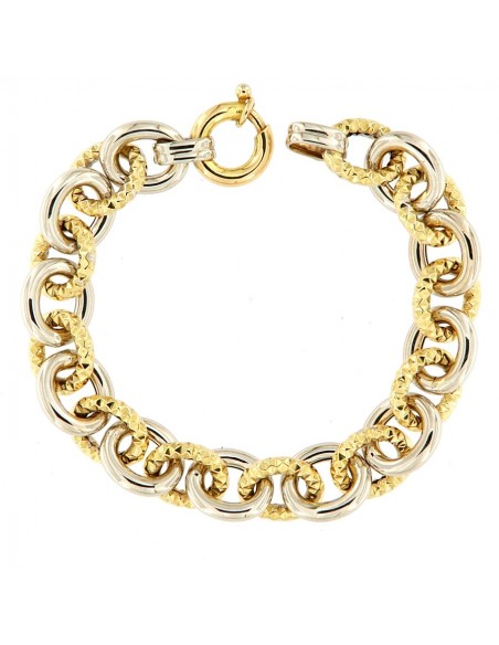 BRACCIALE ORO GIALLO/BIANCO ANELLI OVALI ALTERNATI [1325823e]