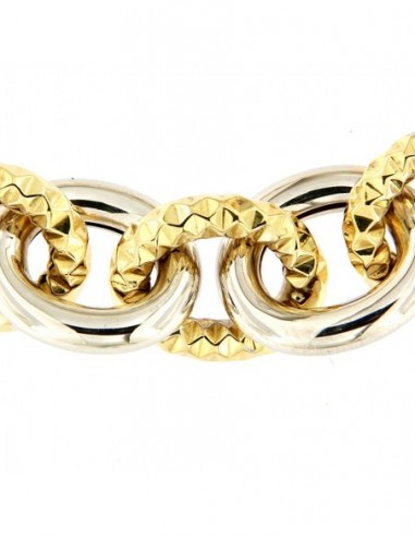 BRACCIALE ORO GIALLO/BIANCO ANELLI OVALI ALTERNATI [a438433a]
