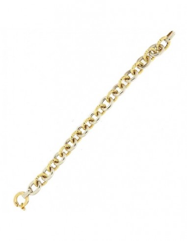 BRACCIALE ORO GIALLO/BIANCO ANELLI OVALI ALTERNATI [a1680424]