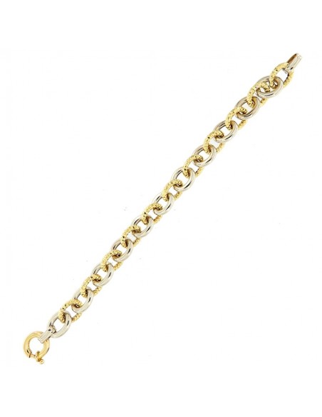 BRACCIALE ORO GIALLO/BIANCO ANELLI OVALI ALTERNATI [a1680424]
