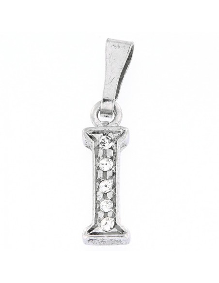 Ciondolo Argento Rodiato Lettera I Con Zirconi [4155dc49]