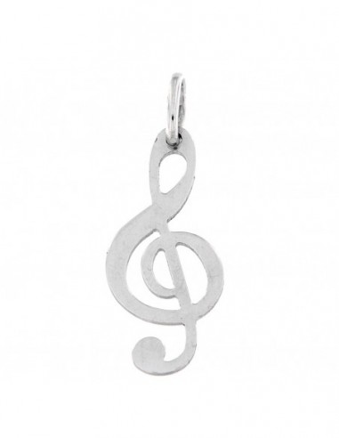 Ciondolo Argento Rodiato Nota Musicale Liscia [065ecb7a]