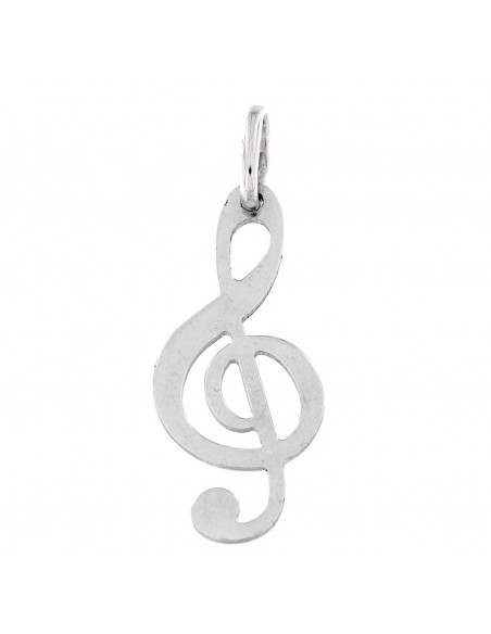 Ciondolo Argento Rodiato Nota Musicale Liscia [065ecb7a]