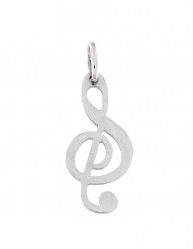 Ciondolo Argento Rodiato Nota Musicale Liscia [d740a1bd]