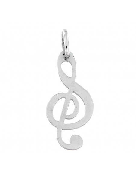 Ciondolo Argento Rodiato Nota Musicale Liscia [d740a1bd]