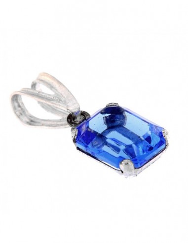 Ciondolo Argento Rodiato Zircone Blu Rettangolare [3e50576d]