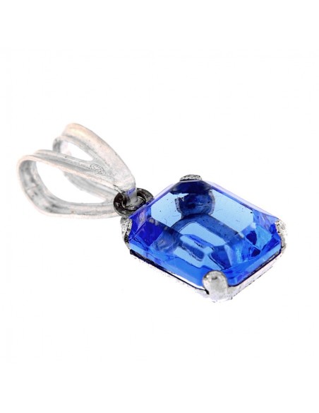 Ciondolo Argento Rodiato Zircone Blu Rettangolare [3e50576d]